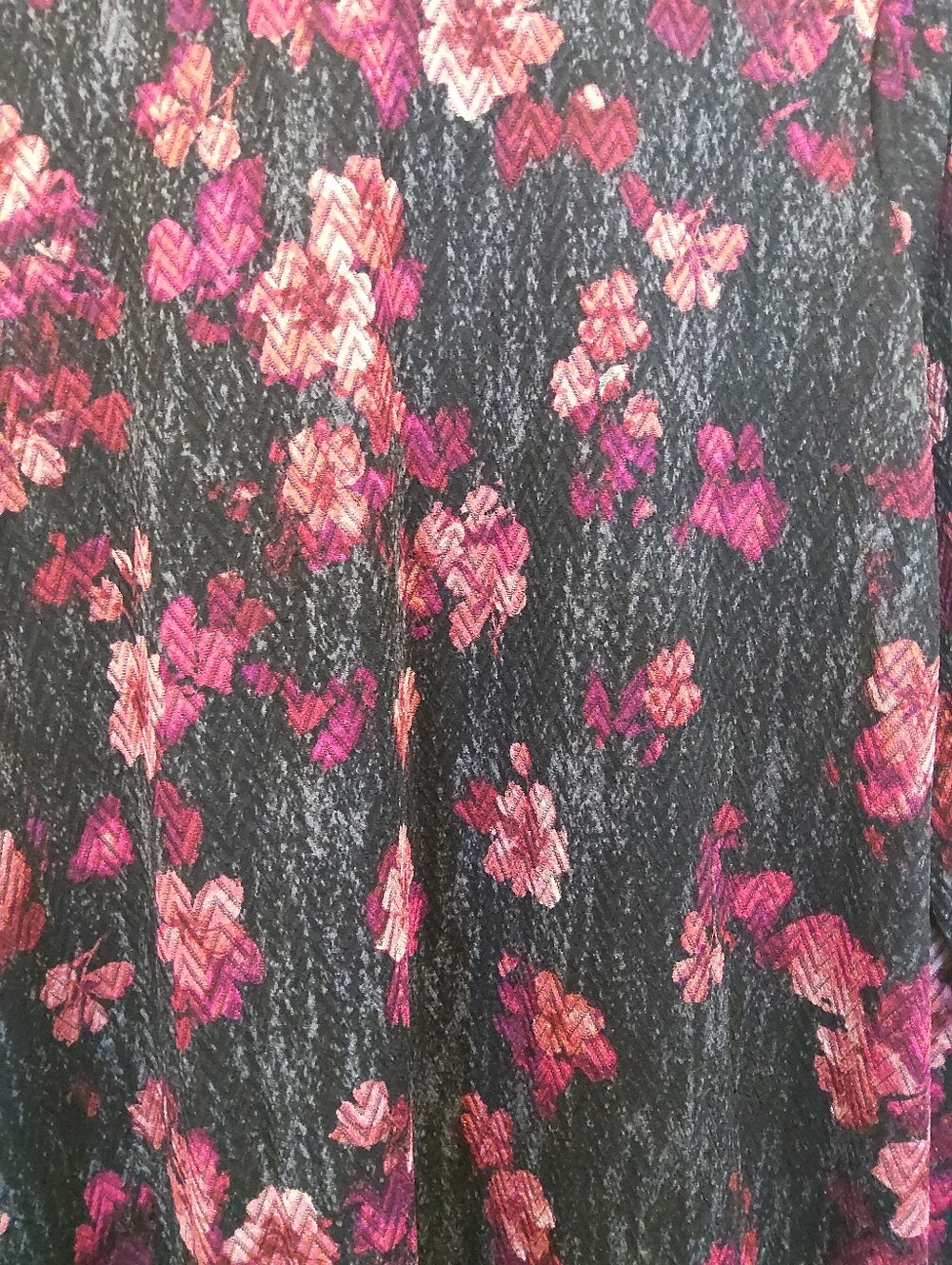 Susan Graver Liquid Knit Open Front Cardigan Womens Large Black Pink Floral - Picture 3 of 7
